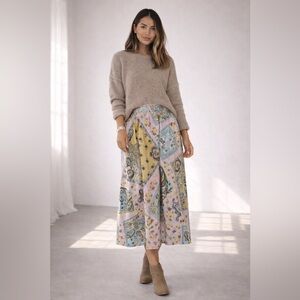 Flint & Moss patchwork stretch maxi skirt boho cottagecore paisley & floral, S